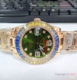Low Price Rolex Masterpiece Rose Gold Green Face Watch 31mm Medium